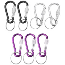 7 Pcs 5# Screw Lock Multicolor Aluminum Carabiner Hook w Keyring