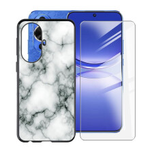Case for Huawei nova 12s 6.7 Inch Slim Silicone Shockproof Bumper with Tempered Glass Marble Design