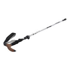 Ultraleichter 5-fach klappbarer Trekkingstock mit gebogener Griff Silver für Outdoor-Wanderungen