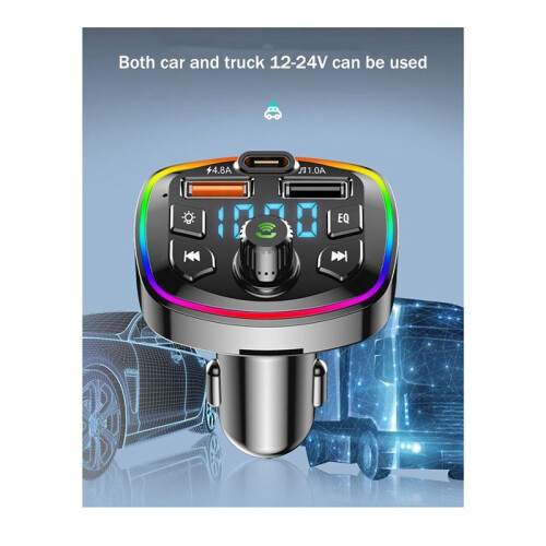Auto--FM-Transmitter Auto--MP3-Player Dual-USB-AutoladegeräT mit EQ-AtmosphäRenlicht 2