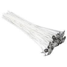 50pcs Waxed Cotton Candle Wicks 20cm with Metal Sustainers, Low Smoke