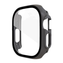 Gray Bumper Case with Tempered Glass Screen Protector for Apple Watch Ultra 49mm