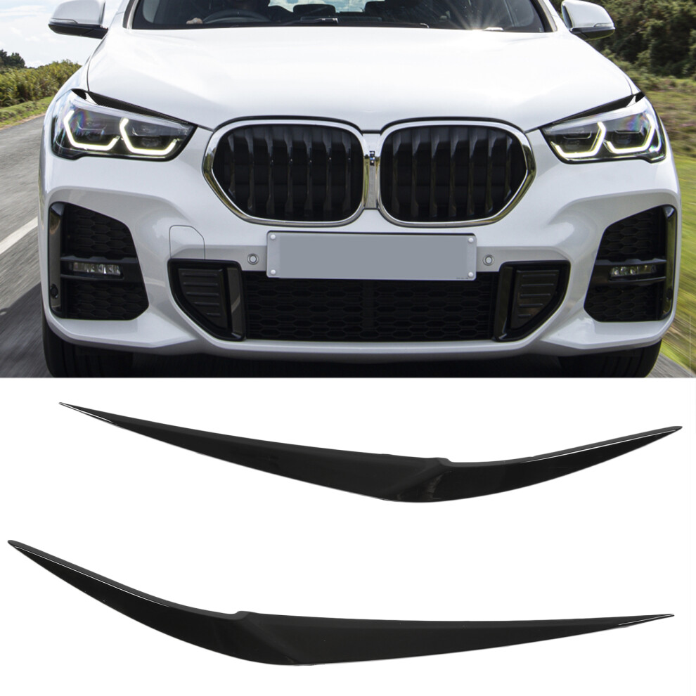 Car Headlight Eyebrow Trim For X1 F48 2015+ Glossy Replacement Black 4611390315405