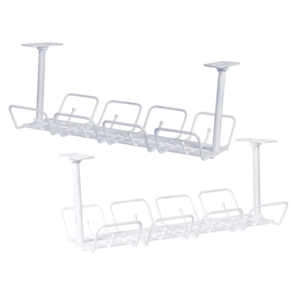 2Pcs Under Desk Cable Management Tray Rack For Wire And Cord Storage, White And Gray 9455672029117