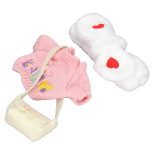 3-teiliger Enten-Plüschtier-Kleidungsset mit Herz-Kopfband, Rosa Pullover für Kinder