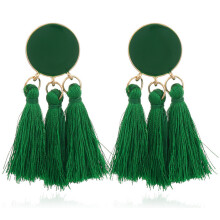 Tassel Earrings Round Drop Earrings For Women Wedding Long Fringed Earrings Jewelry Green