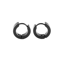 Stainless Steel Stallion Aro Hoop Huggie Earrings Black Polished