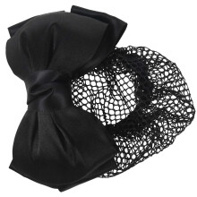 Woman Black Two Layers Polyester Bowtie Hair Bun Cover Hairclip