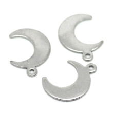 30 StÜCke Geschenk Silber Ton Edelstahl Mond Charme Anhänger 16mm X 12mm