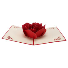 3D   Rose Thank You Greeting Postcards Flower Handmade Blank Vintage Paper Happy Birthday Love Gift Card