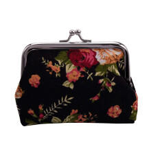 Canvas Hasp Purse Key Coin Wallet Bag(black)