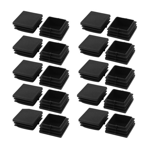 20 pieces Plastic square tube coupling cap plug cap 40 mm x 40 mm black