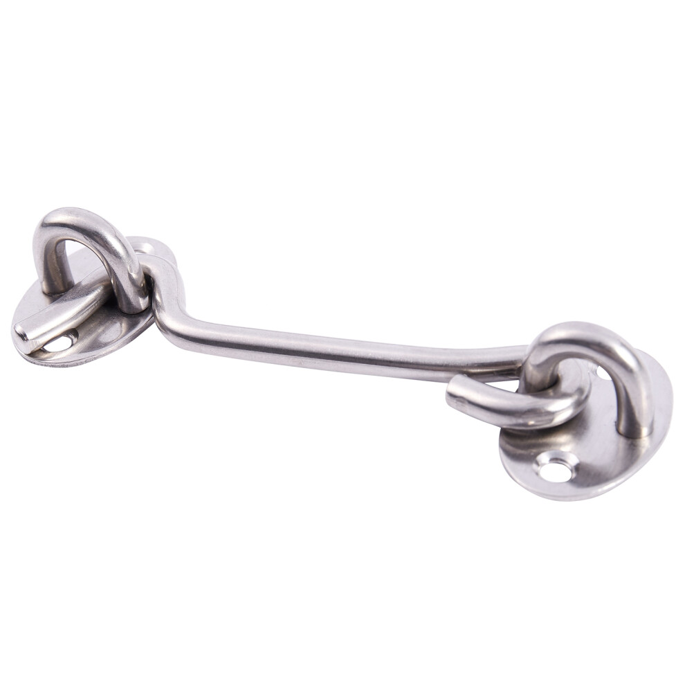 1Set Stainless Steel Cabin Hook Eye Shed Gate Door Silent Holder Silver, 4Inch 4712334330932