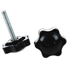 2 Pcs M6 x 30mm Male Thread 32mm Star Clamping Knob Black