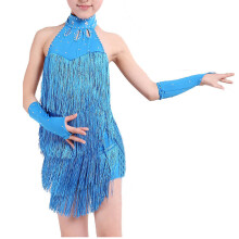 Latin Dance Dress Girls 120cm Latin Fringe Dress Ballroom Dance Costume Dancing Clothing