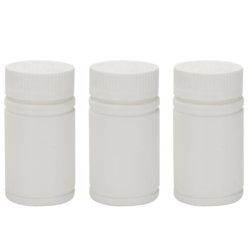 Plastic Empty Medicine Bottles Pill Tablet Container Holder 3pcs White