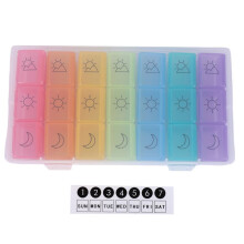 Weekly Pill Organizer(3-Times-A-Day), 7 Day Pill Box, Portable Travel Prescription & Medication Pill Case, Vitamin Fish Oil Compartments Container