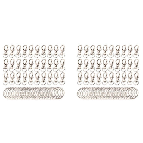 120 Pieces Key Ring Clip Hooks Twist Locks Lanyard Snap Hooks with Split Key Rings (Silver)