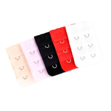 Woman 3 x 2 Hook Bra Extenders Strap Extention Light Beige Black 5 Pcs