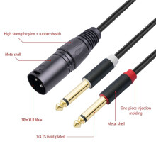 XLR Male to Dual 6.35mm Plug Audio Microphone Cable Microphone Cable Adapter Y-Splitter 2m