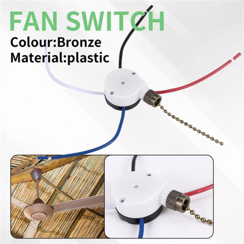 1PCS Ceiling Fan Lights  ZingEar ZE-208S E89885 3 Speed 4 Wire Fan  Pull Chain ,Fan Lights ,Bronze 1