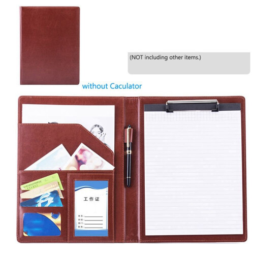 A4 PU Padfolio File Folder Portfolio Business Document Holder Metal Clipboard Pad Document Organizer Holder, A 2