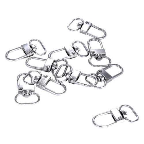 10pcs Mousquetons Pivotants de Couleur d'Argent 18mm x 33mm
