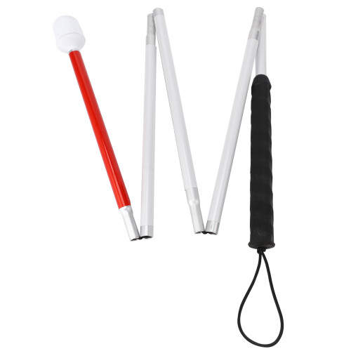 2X Aluminum Folding Cane 4-Sec Folding Cane with Rolling Tip for Blind Walking Stick 1