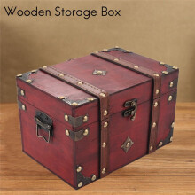 3X Retro Treasure Chest Vintage Wooden Storage Box Antique Style Jewelry Organizer for Jewelry Box Trinket Box