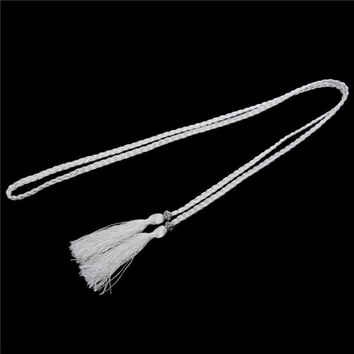 2X Gewebte Quaste GüRtel Knoten Verziert Taille Kette Taille Seil Weiß 2