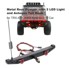 3X Metal Rear Bumper with LED Light Antenna Tail Hook for 1:10 RC Crawler Car TRX4 Axial SCX10 90046