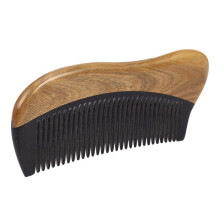 4X Natural Green Sandalwood Hair Comb - No Static Wooden Fine Tooth Black Horn Comb (Green Sandalwood)