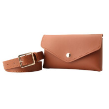 Women's Leather Belt Bag Light Tan PU Waist Pack with Removable Belt for Travel and Hiking