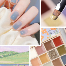 16 Colors Nail Gel Palette, 91x95mm, Glossy Finish, DIY Nail Art