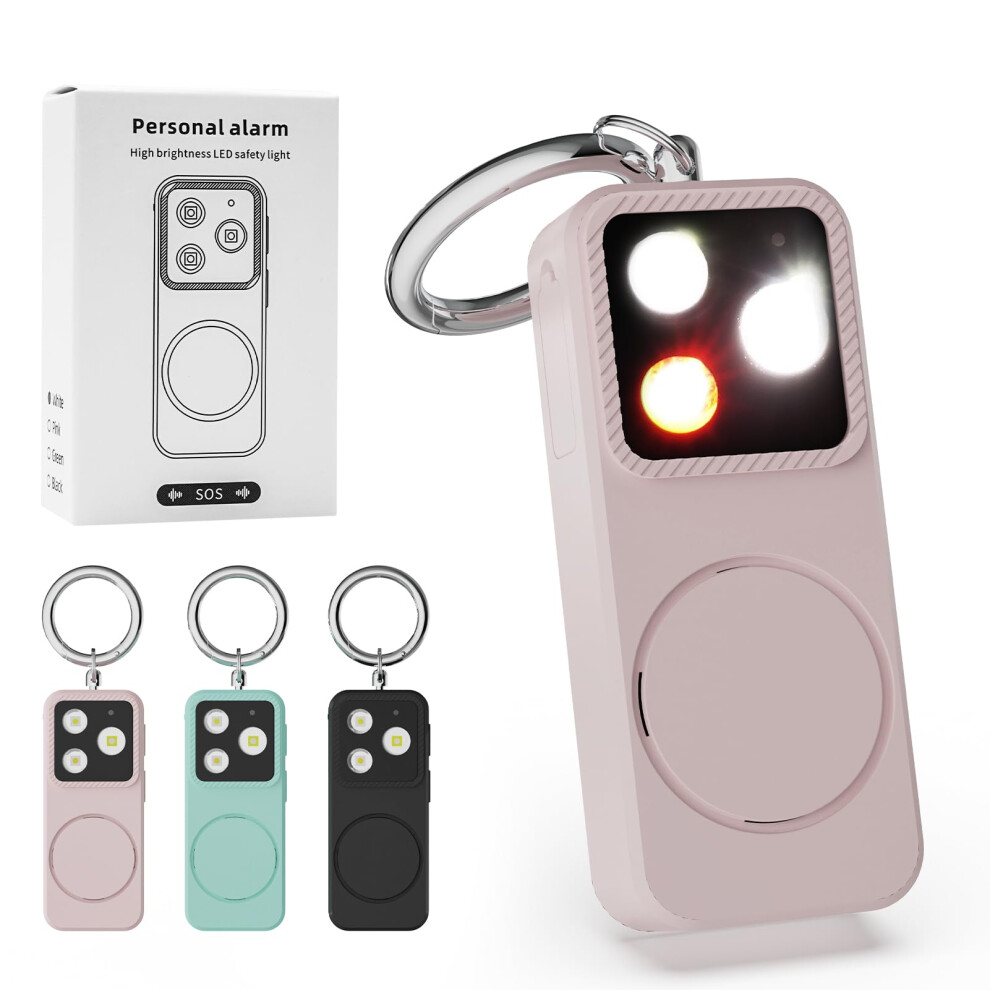 Safety Alarm With 130Db Loud Sos Siren And Led Strobe Light, Pink Self Defense Keychain For Women 9455672030977