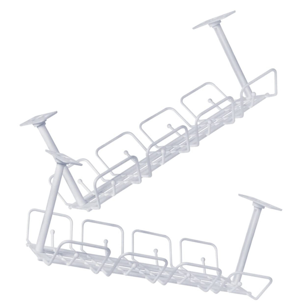 2Pcs Under Desk Cable Management Tray With Hooks, Metal Wire Organizer Rack For Clutter Workspace 9455672030984