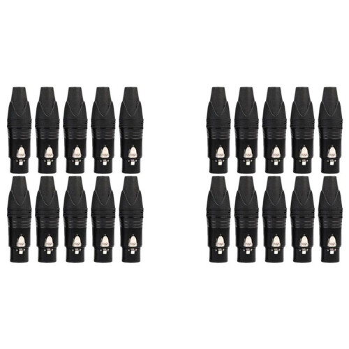 20pcs DIY 3Pin XLR Adapter Socket XLR Aviation Connector Welding  Microphone Cable Connector( Female)