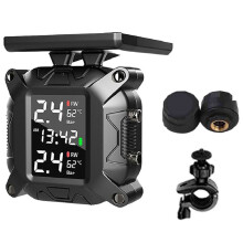 Wireless Motorcycle TPMS Tire Pressure Monitoring System Solar External Sensor Temperature Monitor Water Proof A Style