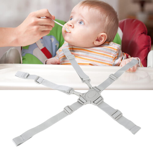 Universal 5 Point  Chair Straps Replacement with Quick‑Release Gray Button Safety Harness 2