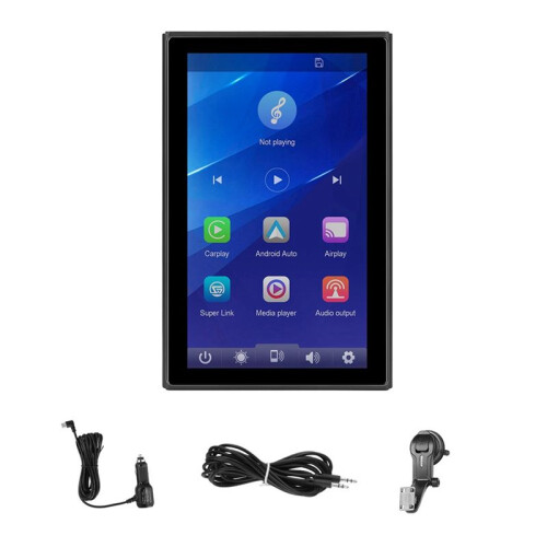 Tela Carplay Sem Fio, Som Automotivo HD de 7 Polegadas, Android Auto, Tela Retrato e Paisagem, Mirror Link