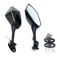 Modifizierter Rückspiegel mit Doppellicht für Motorräder, LED-Blinker, Rückspiegelgewinde 6 mm + Schwarzes Doppellicht