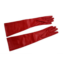 2 Pair of Stylish Red Solid Color PU Leather Long Gloves for Women