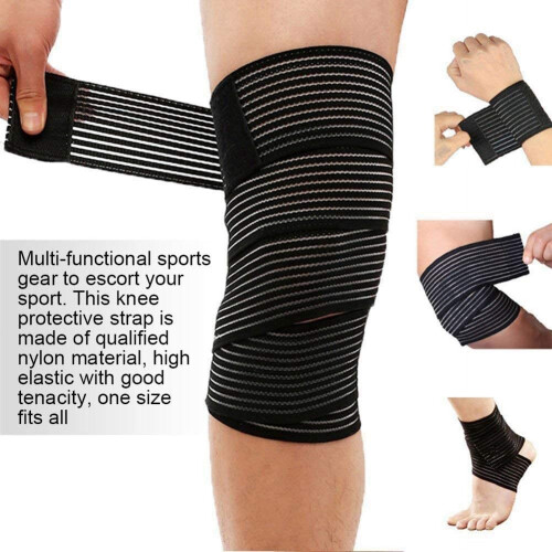 2X Extra Long Elastic Knee Wrap Compression Bandage Brace Support Elastic Knee Compression Bandage Wraps 1