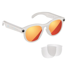 Smart Glasses with Camera and Translation, AI Sunglasses Video Recording for Android iOS White