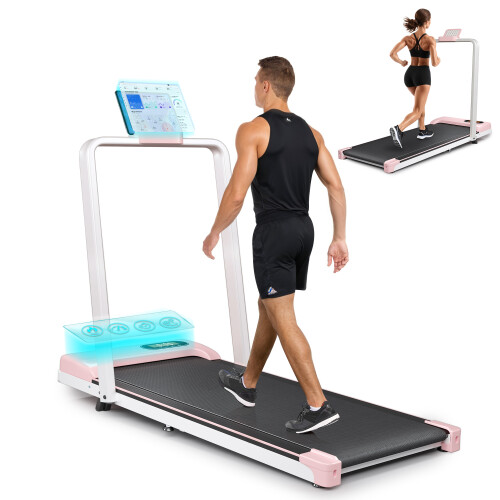 Folding Treadmill with Handrail & Adjustable Incline