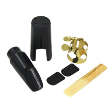 5X Plastica Soprano Sassofono Boccaglio con Metallo Berretto Fibbia Canna Boccaglio Cerotti Pads - Nero