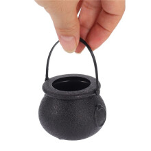 30Pcs Black Cauldron Candy Holder Pot with Handle Halloween Candy Bucket Kettle Black Witch Cauldron for Halloween