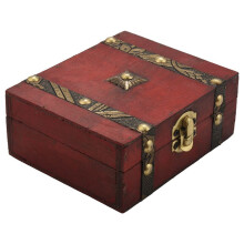 4X Wooden Treasure Chest Box Lock Organizer Case Foldable Small Wood Home Decor Container Trinket Jewelry Bin
