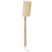 Gentle Loofah Bath Brush with Long Wood Handle, Skin Exfoliating