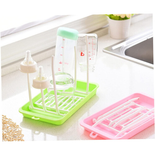 Foldable Baby Bottle Drying Rack Light Green Vertical SpaceSaving Holder for Feeding Accessories 2